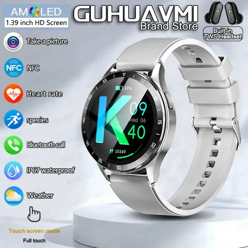 Mens 2 in 1 Wireless Bluetooth Blood Pressure Heart Rate Smart Watch. fashion smart Watch,Fit Bit Mens Watch,Mens Smart Watch