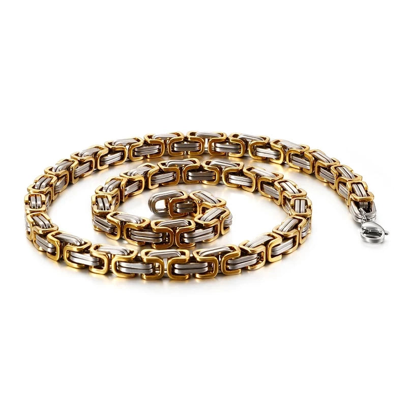 Mens/Women 4/5/6/8mm Byzantine Chain Link Fashion Necklace