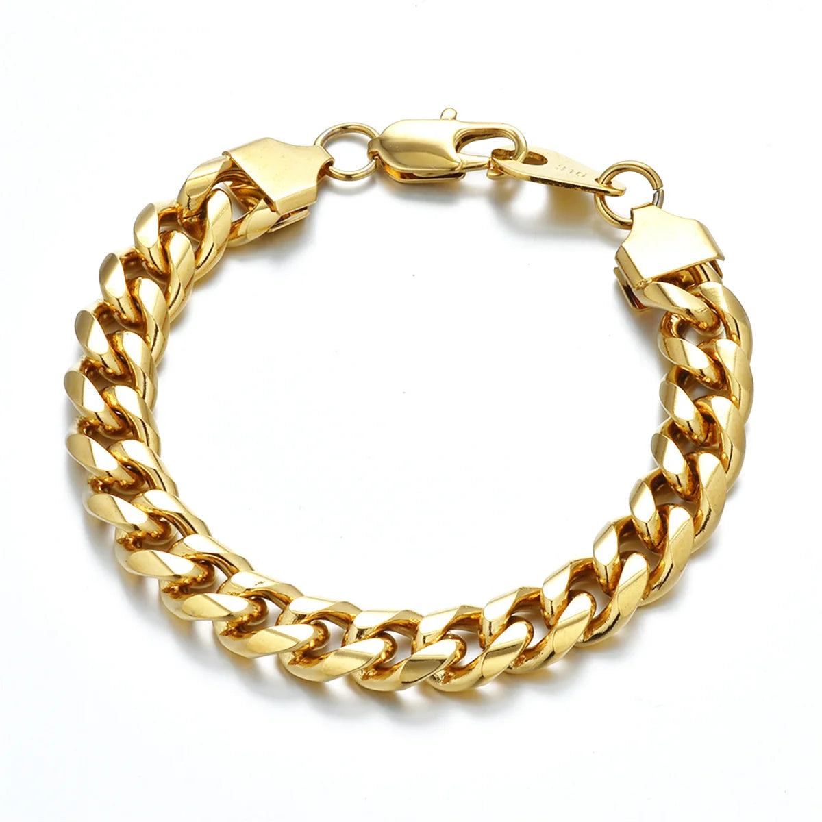 Miami Cuban Link Chain Bracelet For Men, Gold Silver Color