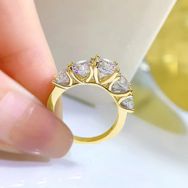 Womens Sterling Silver Engagement Moissanite Diamond Ring