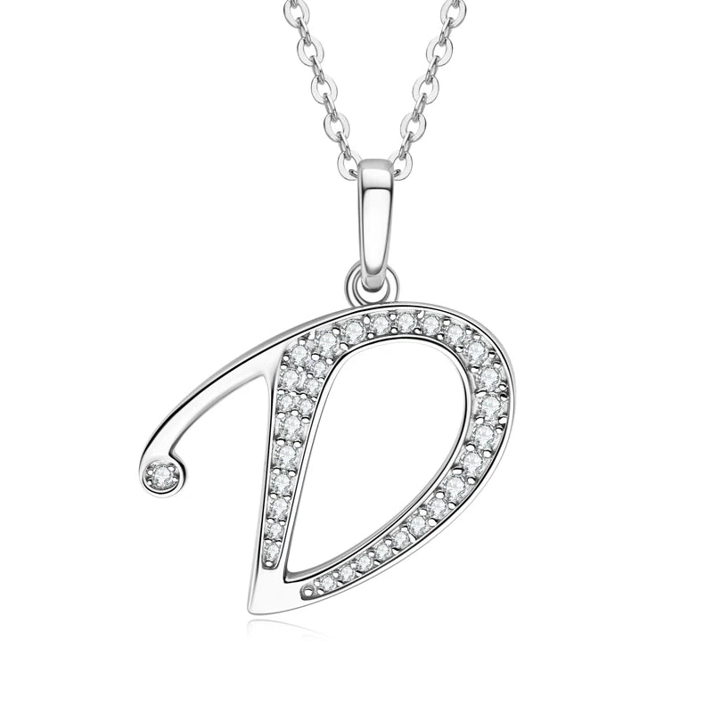 Couples Letter Initial Name Moissanite Necklace 925 Silver