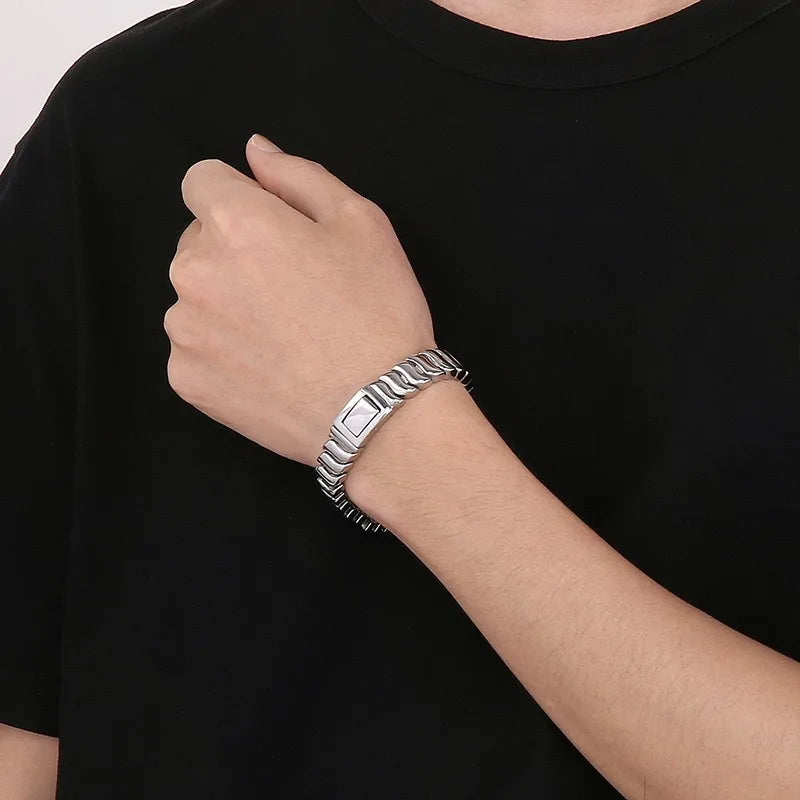 Stainless Steel Keel Chain Bracelet for Men Punk Polished