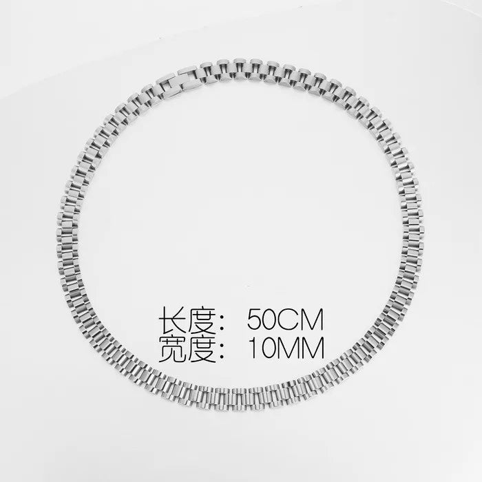 Stainless Steel Watch Chain Necklace for Women Men.