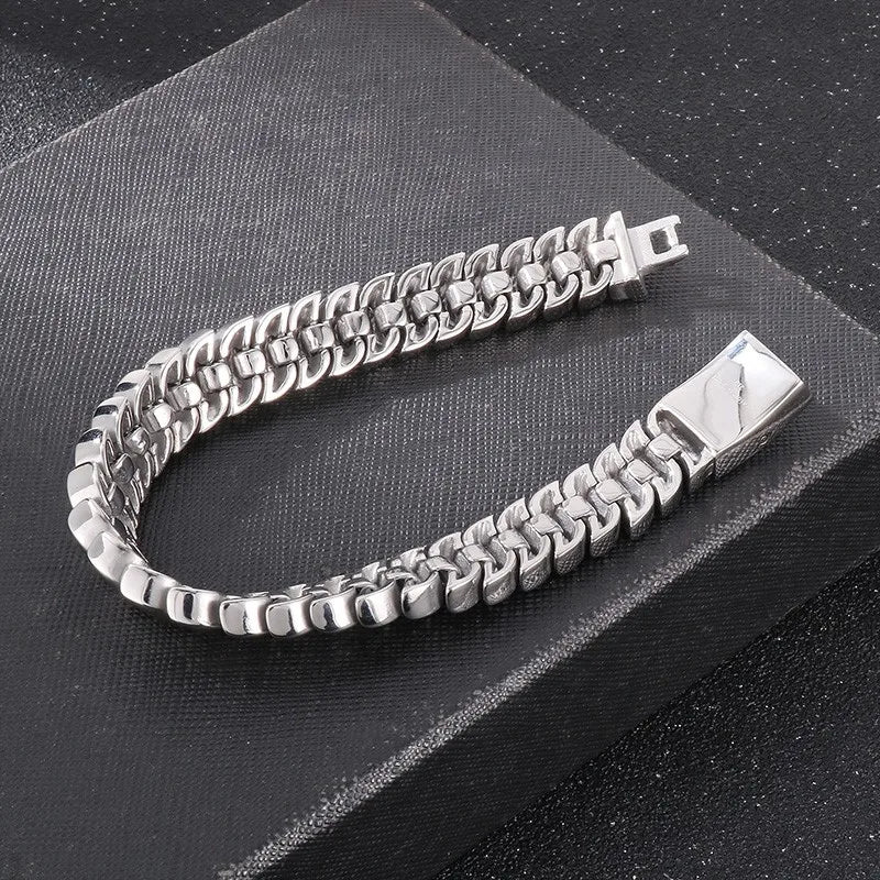 Stainless Steel Keel Chain Bracelet for Men Punk Polished
