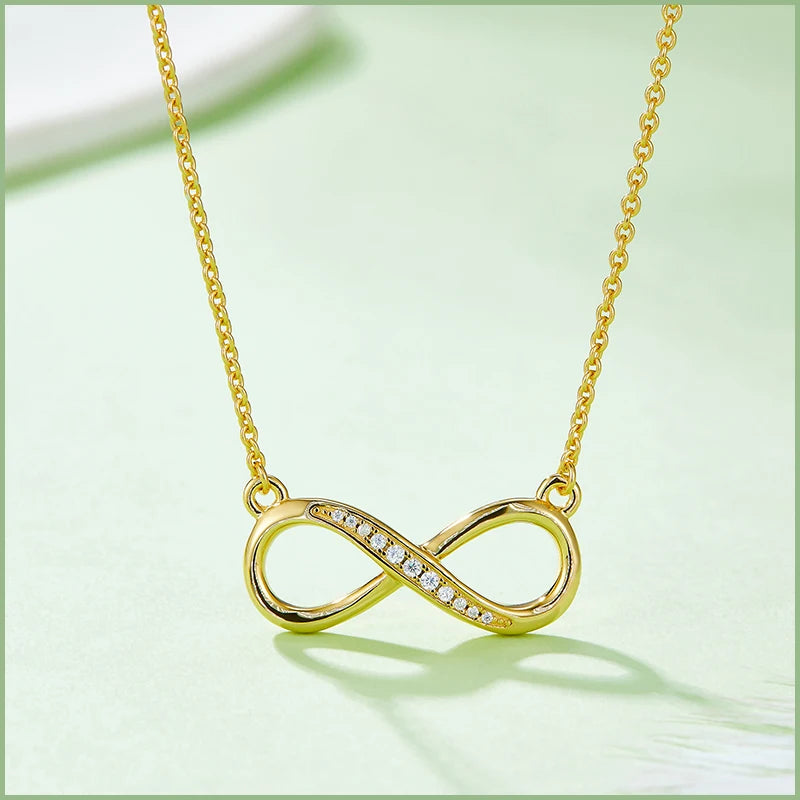 Woman's14k Rose Gold Silver Moissanite Infinity Necklace