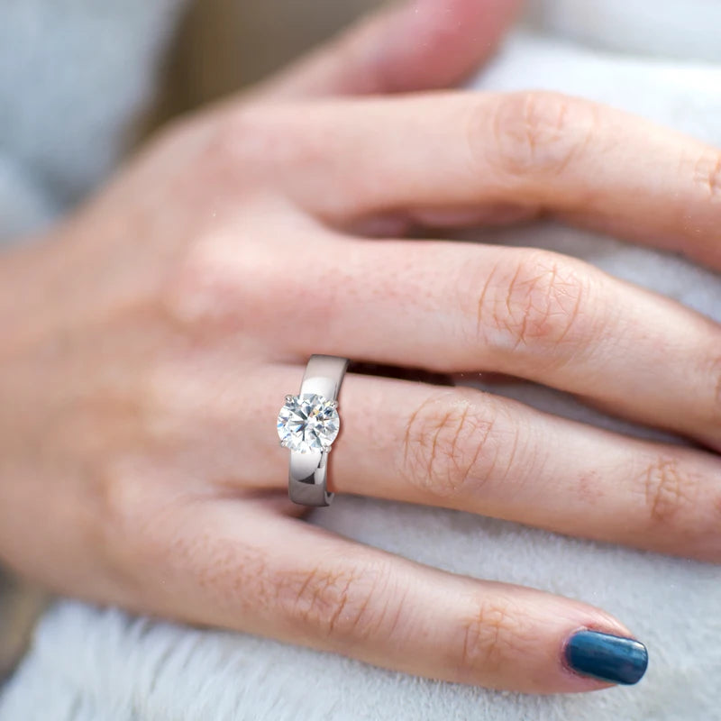 For Women And Men,18k Gold Plated Sliver Moissanite Ring
