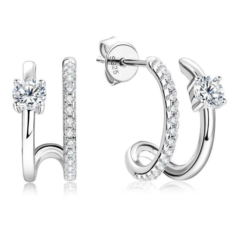 Check Out Our Mobile Watch Price, Womens Moissanite Sterling Silver Stud Ear Cuffs Earrings