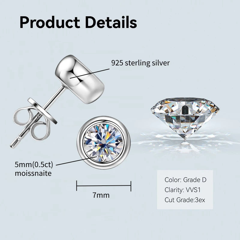Moissanite Silver Plated Gold Earrings for Women
