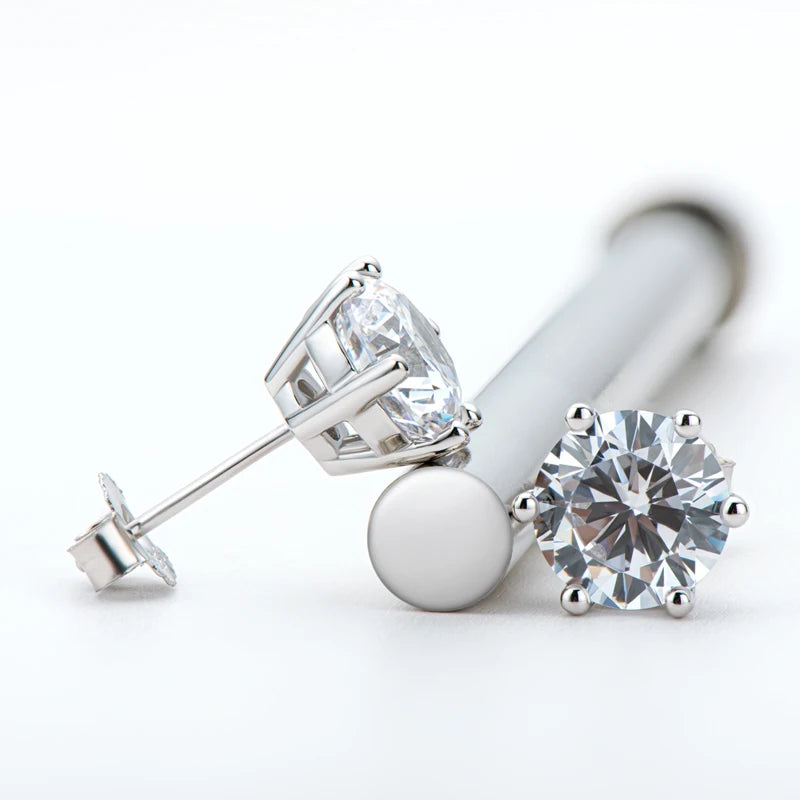 Moissanite  Silver Diamond Women & Mens Stud Earrings