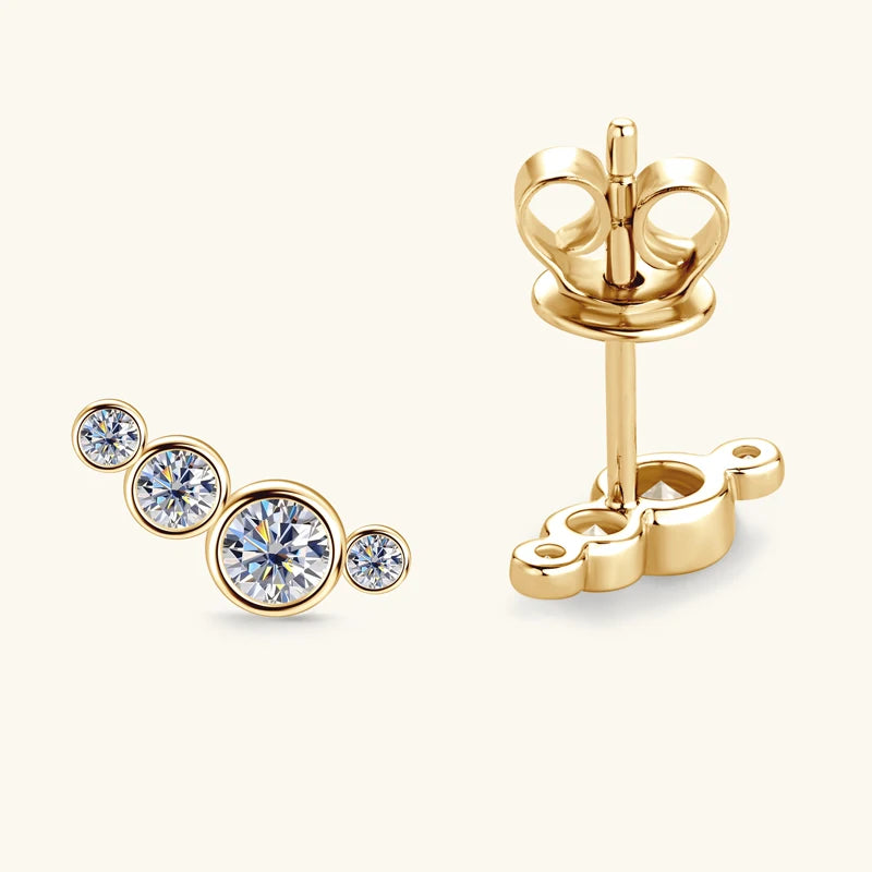 Women's Silver Earrings Climber Moissanite Piercing Studs