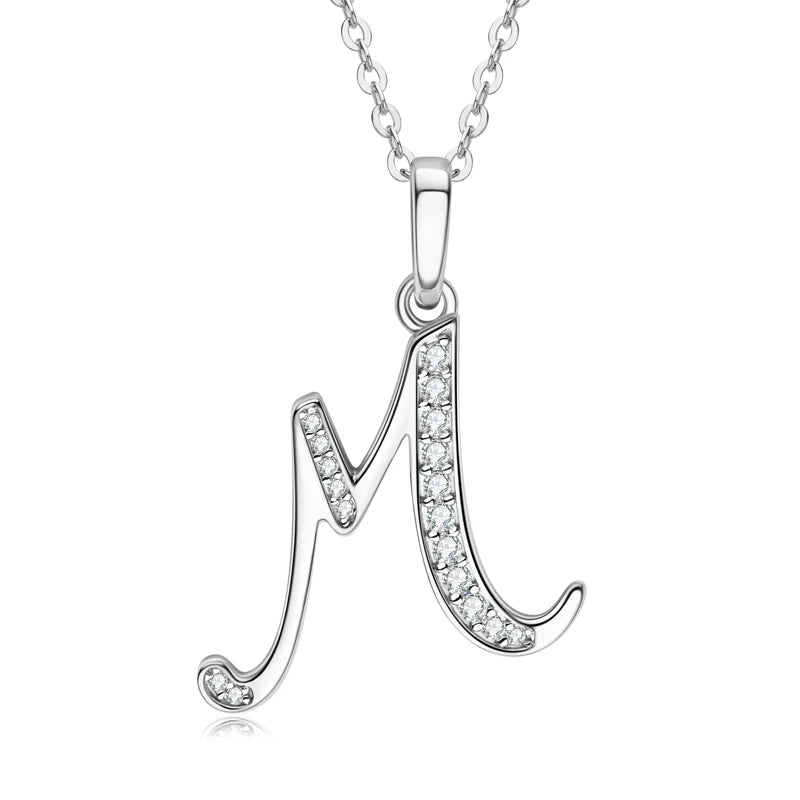 Couples Letter Initial Name Moissanite Necklace 925 Silver