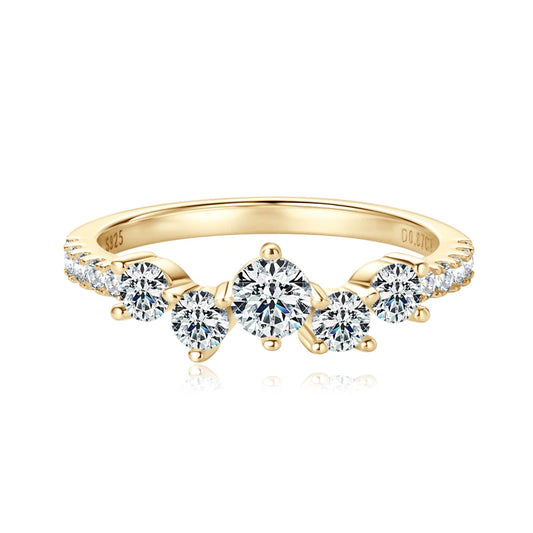 Womens Silver Plated 18k Gold Lab Diamond Moissanite Ring