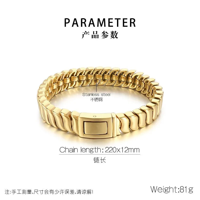 Stainless Steel Keel Chain Bracelet for Men Punk Polished
