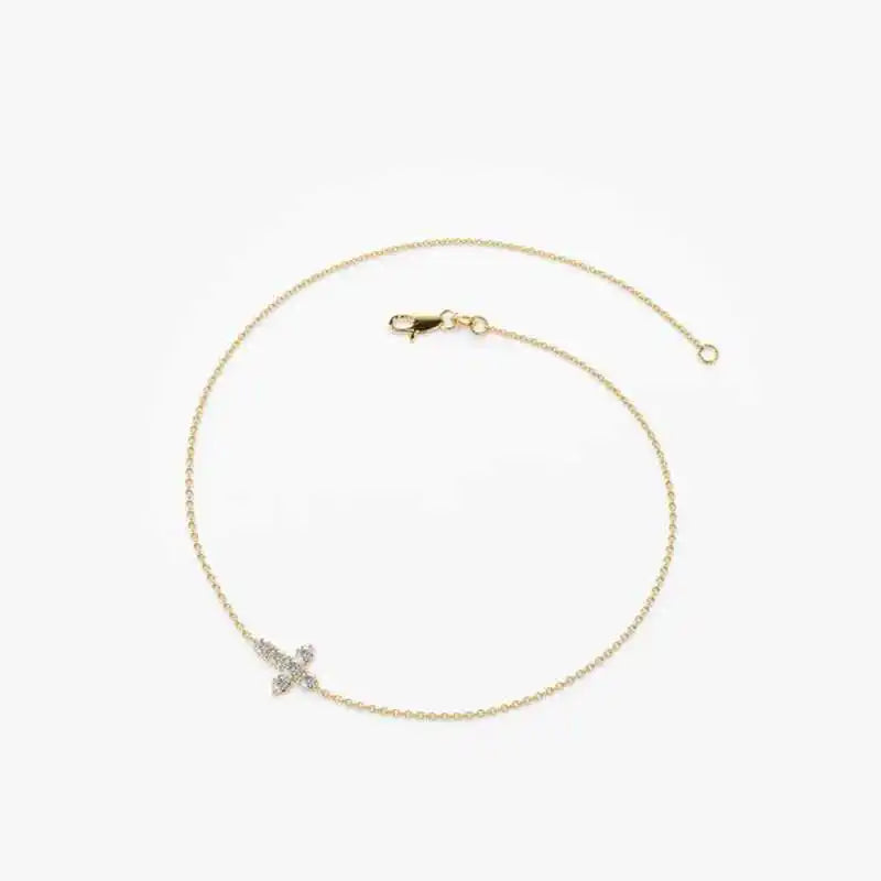 Women Sterling Silver Cross Bracelet Moissanite