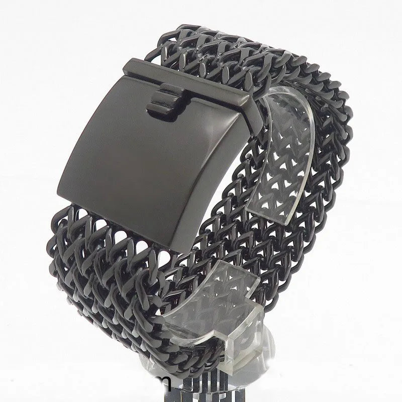 30MM Stainless Steel Mesh Chain Bracelet for Men Silver Color.