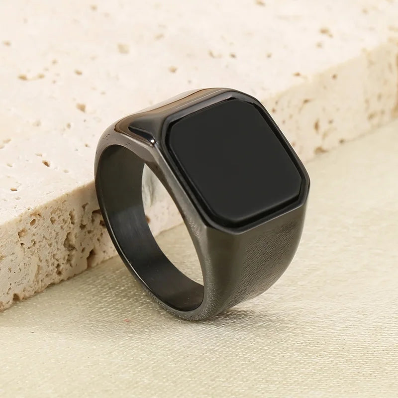 Men KALE Domineering Stainless Steel Amber Stone Ring