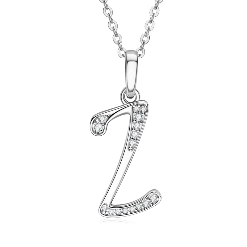 Couples Letter Initial Name Moissanite Necklace 925 Silver
