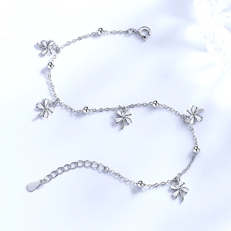 925 Sterling Silver Lucky Clover Pendant Anklets For Women