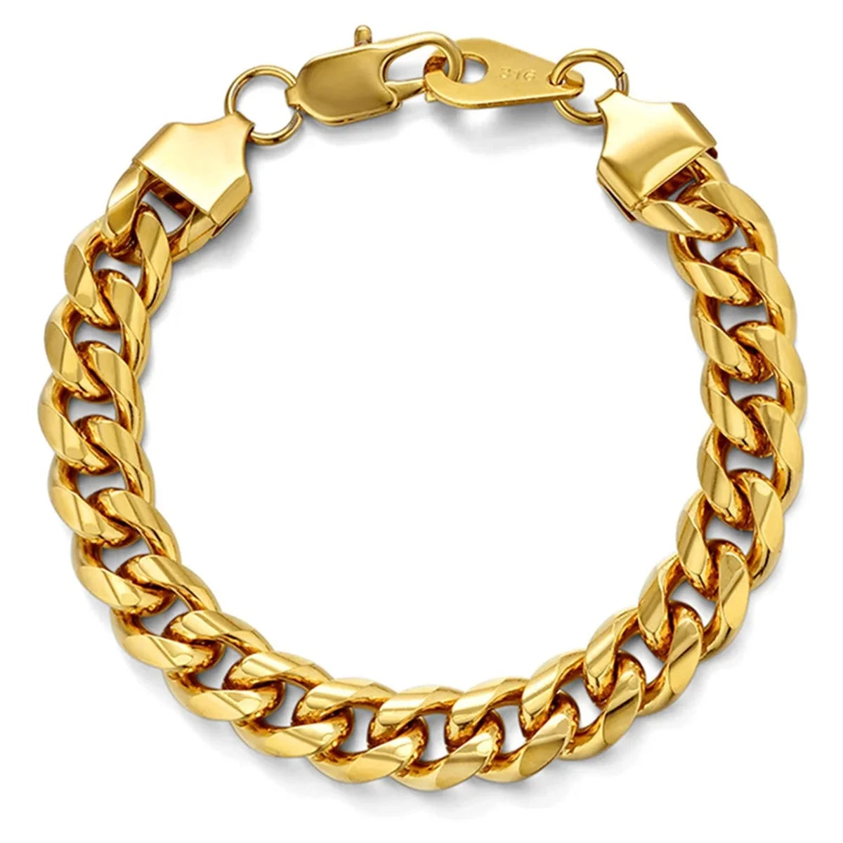 Miami Cuban Link Chain Bracelet For Men, Gold Silver Color