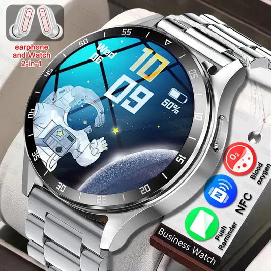 Mens 2 in 1 Wireless Bluetooth Blood Pressure Heart Rate Smart Watch. fashion smart Watch,Fit Bit Mens Watch,Mens Smart Watch