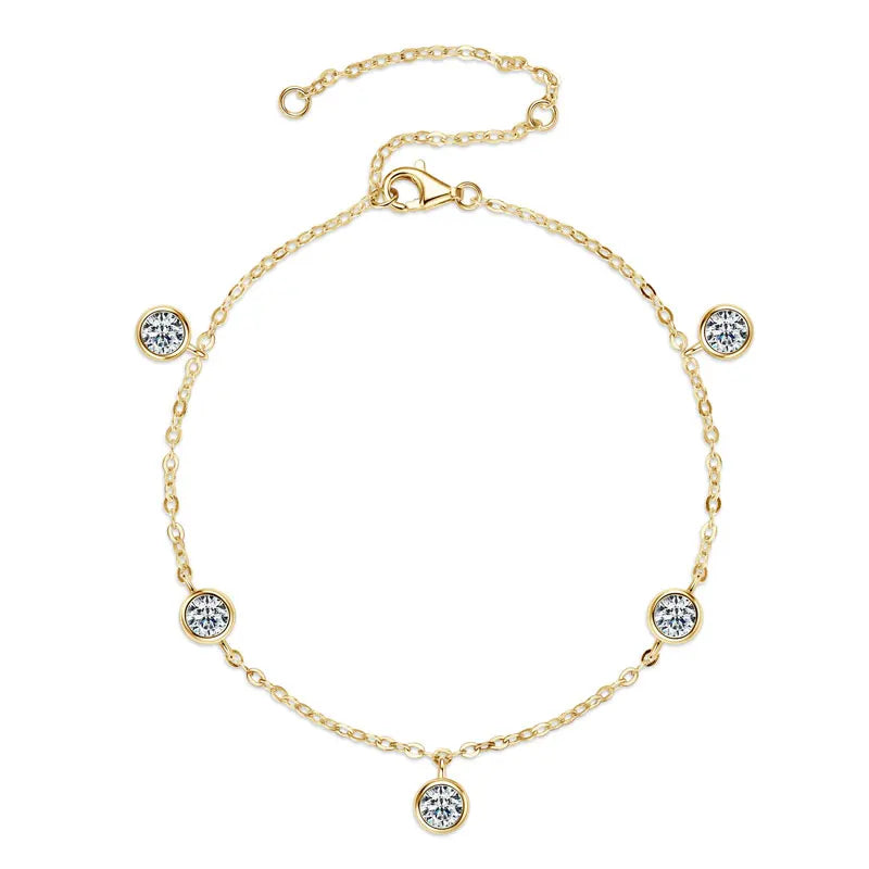Womens Adjustable Round D Hand Jewelry Moissanite Bracelet