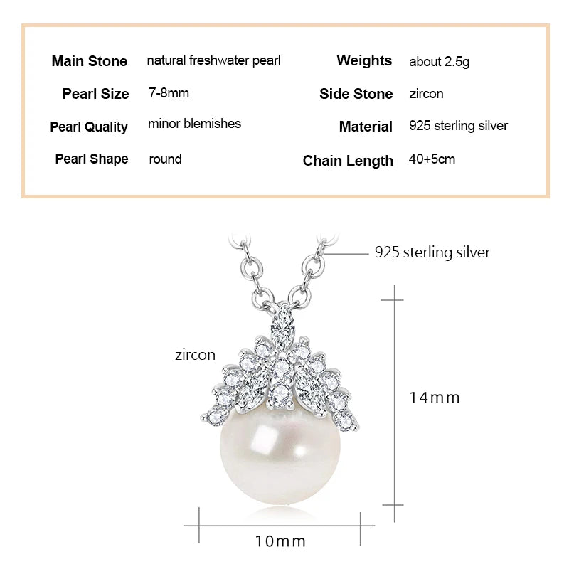 Womens  Silver Adjustable Freshwater Pearl Crown Necklace