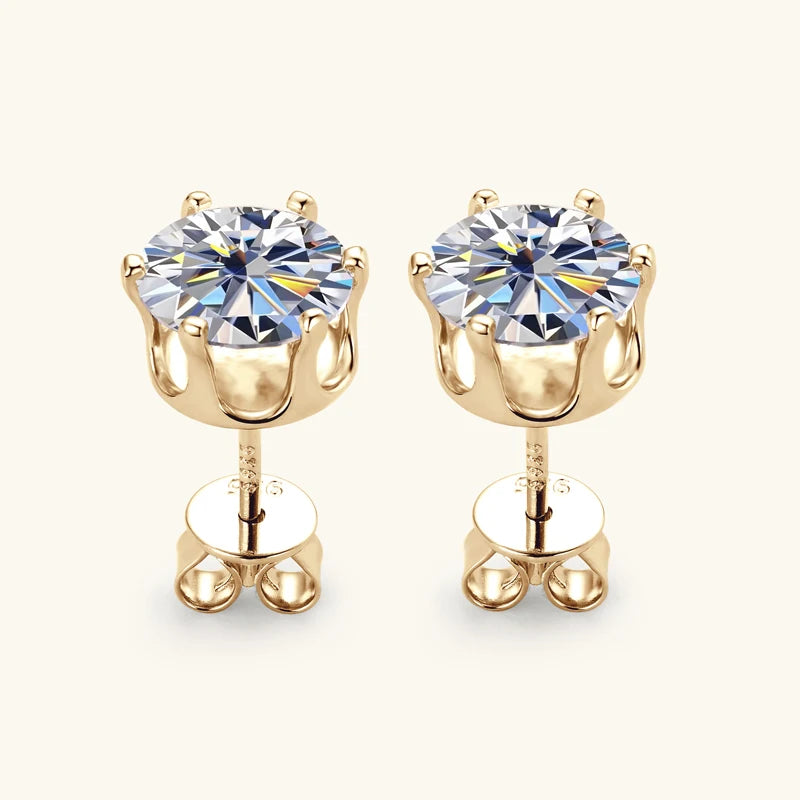 925 Silver Round Moissanite Stud Earrings for Women