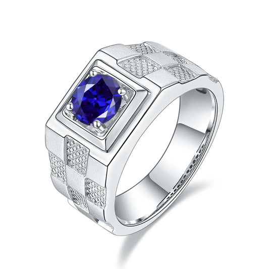 925 Sterling Silver Blue Sapphire Ring For Men