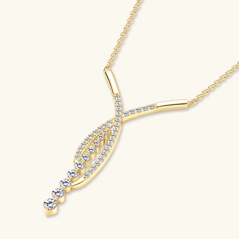 Women's Silver Adjustable Chain Moissanite Y Necklace