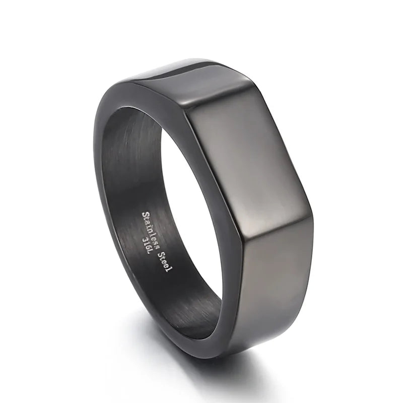 Mens Stainless Steel 316L Square Ring