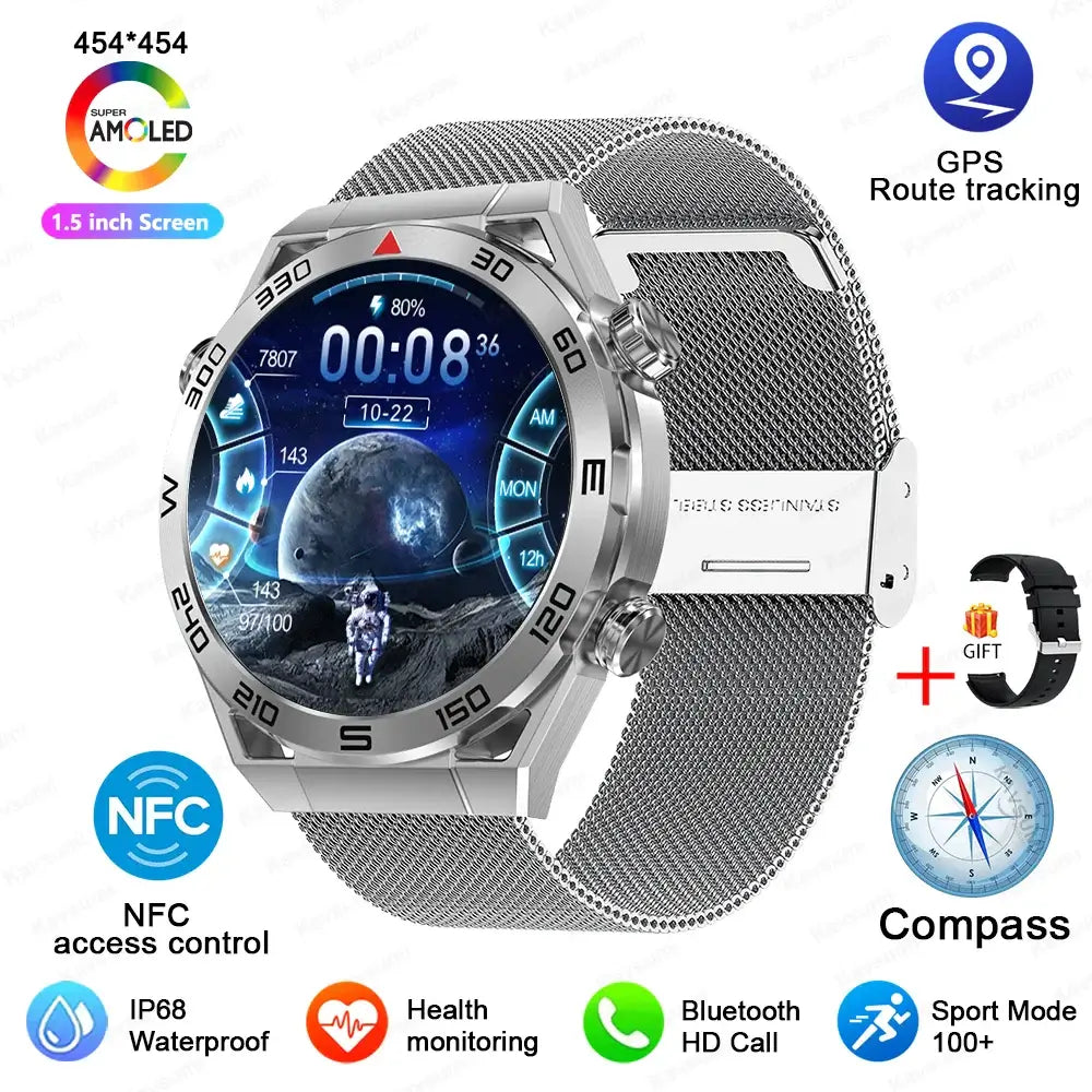 Smart Watch Men GPS Compass Heart Rate ECG+PPG Bluetooth Call. Fit Bit Mens Watch,Mens Smart Watch