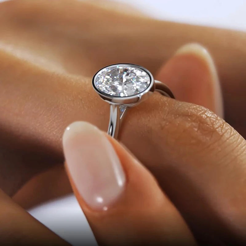 Women's Sterling Sliver Oval Cut Cubic Zirconia Ring