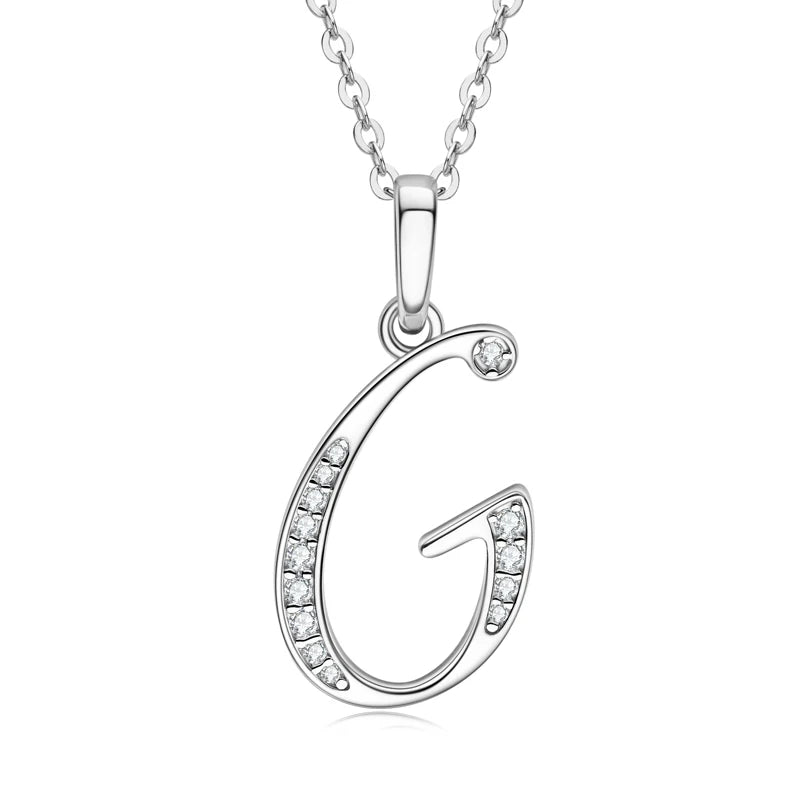 Couples Letter Initial Name Moissanite Necklace 925 Silver