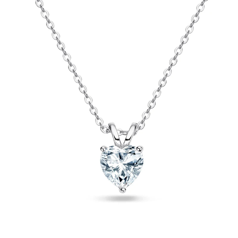 1ct Certified Heart Cut Moissanite Necklace for Women.