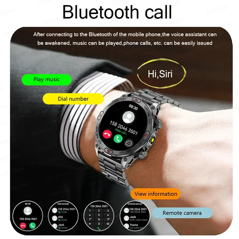 Smart Watch Mens 1.43-Inch HD AMOLED Screen GPS Compass Bluetooth. fashion smart Watch,Fit Bit Mens Watch,Mens Smart Watch