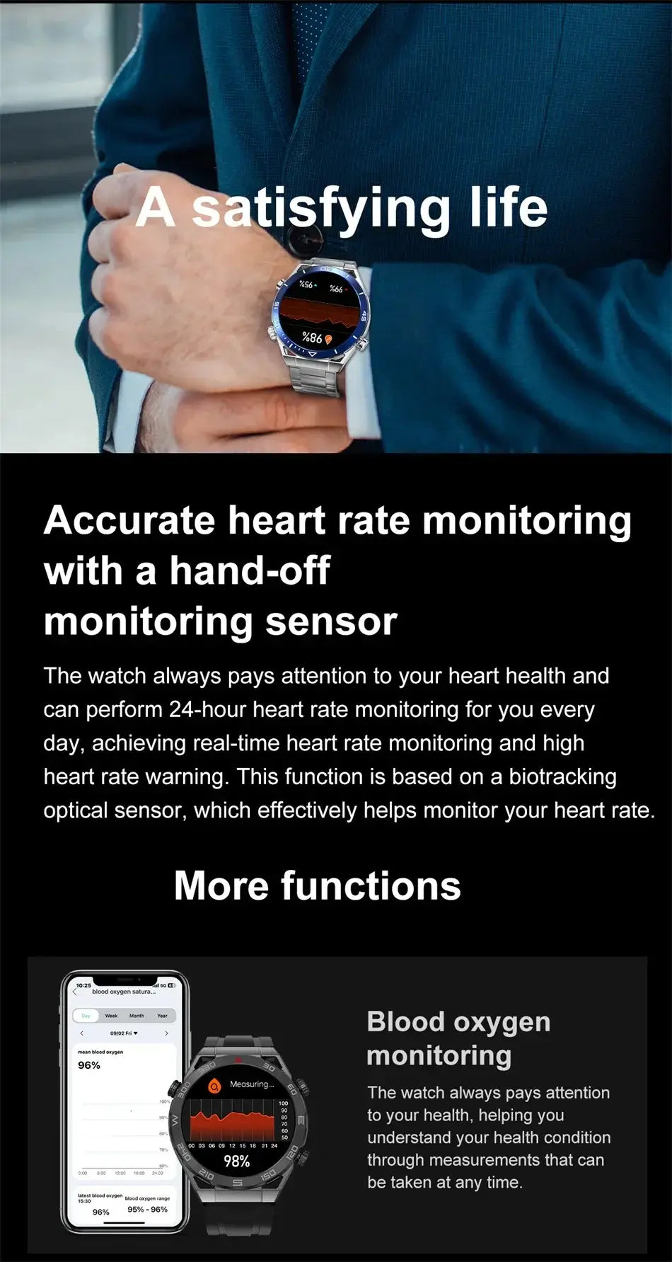 Smart Watch Men GPS Compass Heart Rate ECG+PPG Bluetooth Call. Fit Bit Mens Watch,Mens Smart Watch