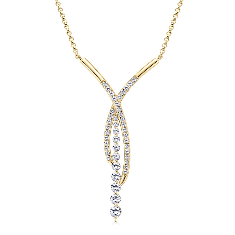 Women's Silver Adjustable Chain Moissanite Y Necklace