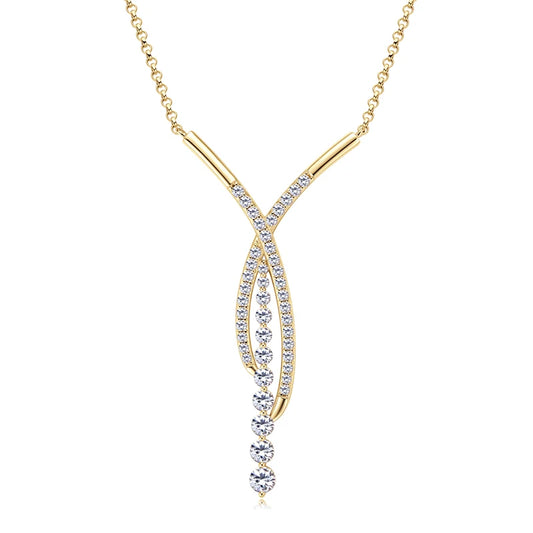 Women's Silver Adjustable Chain Moissanite Y Necklace