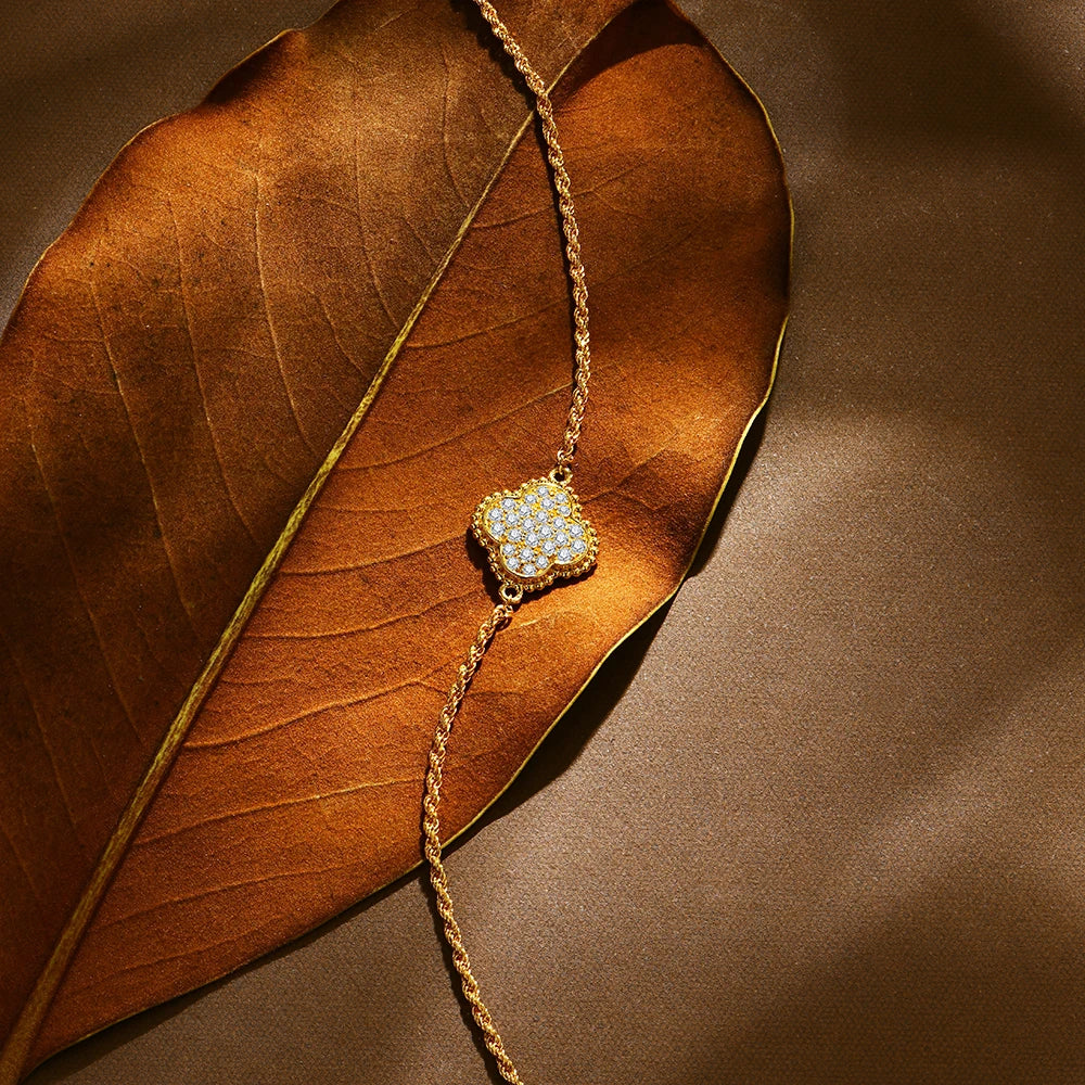 Women's Moissanite Sterling Silver Chain Bezel  Bracelet