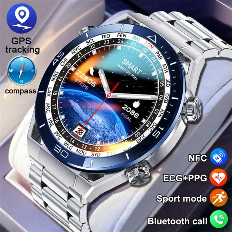 Smart Watch Men GPS Compass Heart Rate ECG+PPG Bluetooth Call. Fit Bit Mens Watch,Mens Smart Watch