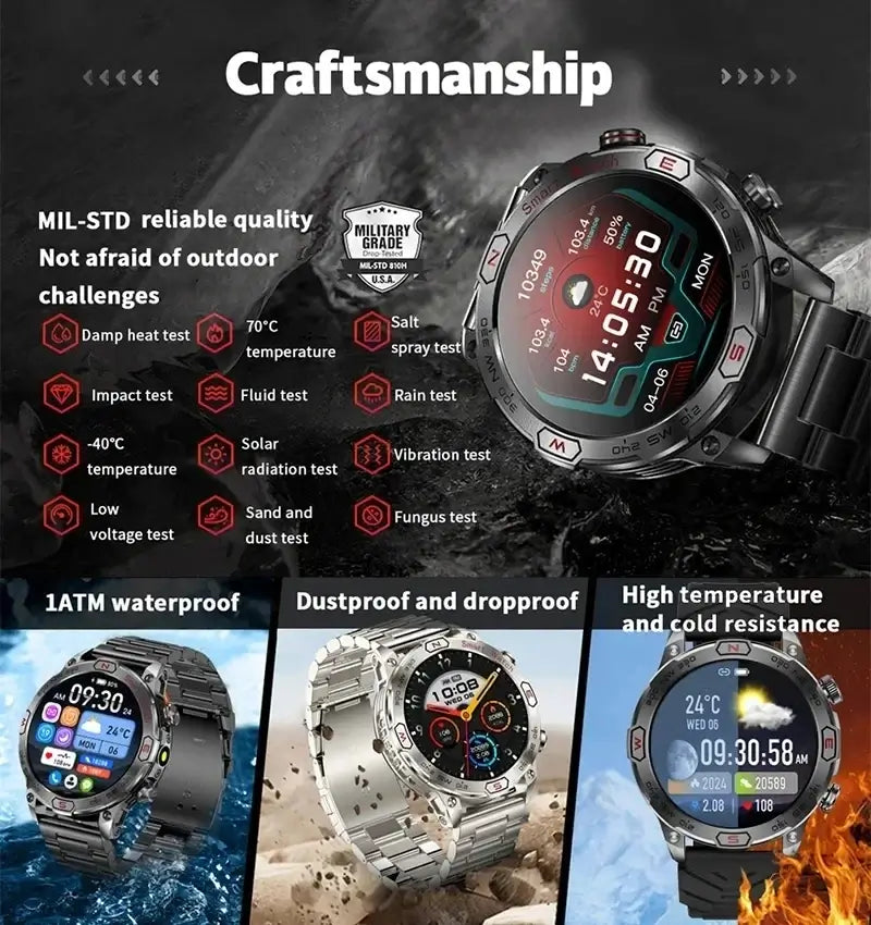 Smart Watch Mens 1.43-Inch HD AMOLED Screen GPS Compass Bluetooth. fashion smart Watch,Fit Bit Mens Watch,Mens Smart Watch