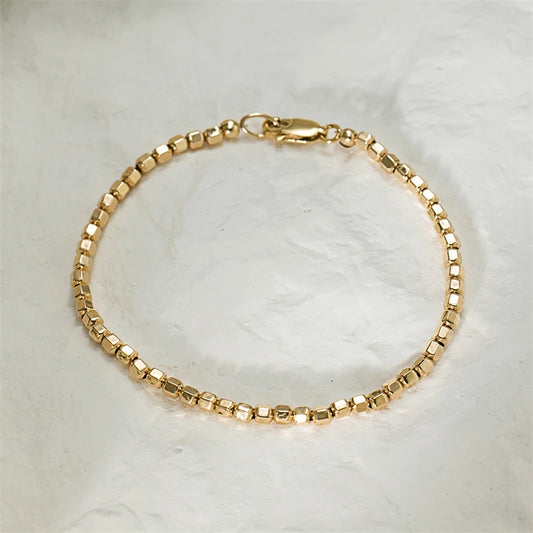 14K Gold Filled Bead Bracelet Handmade Tarnish Resistant for Women.