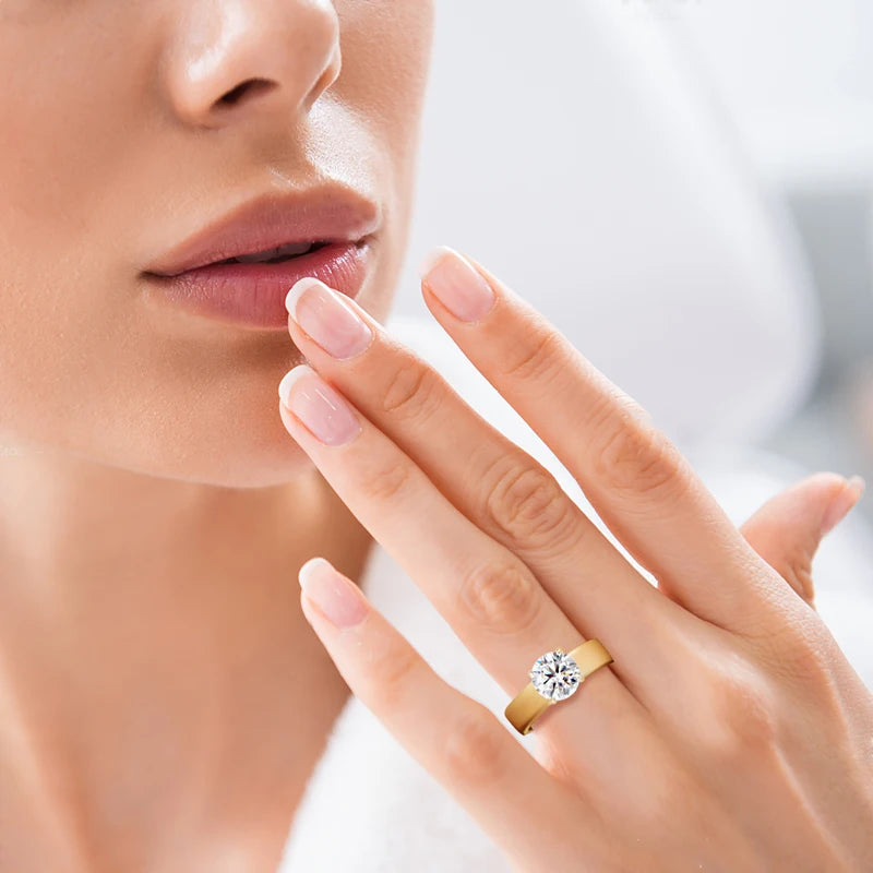 For Women And Men,18k Gold Plated Sliver Moissanite Ring