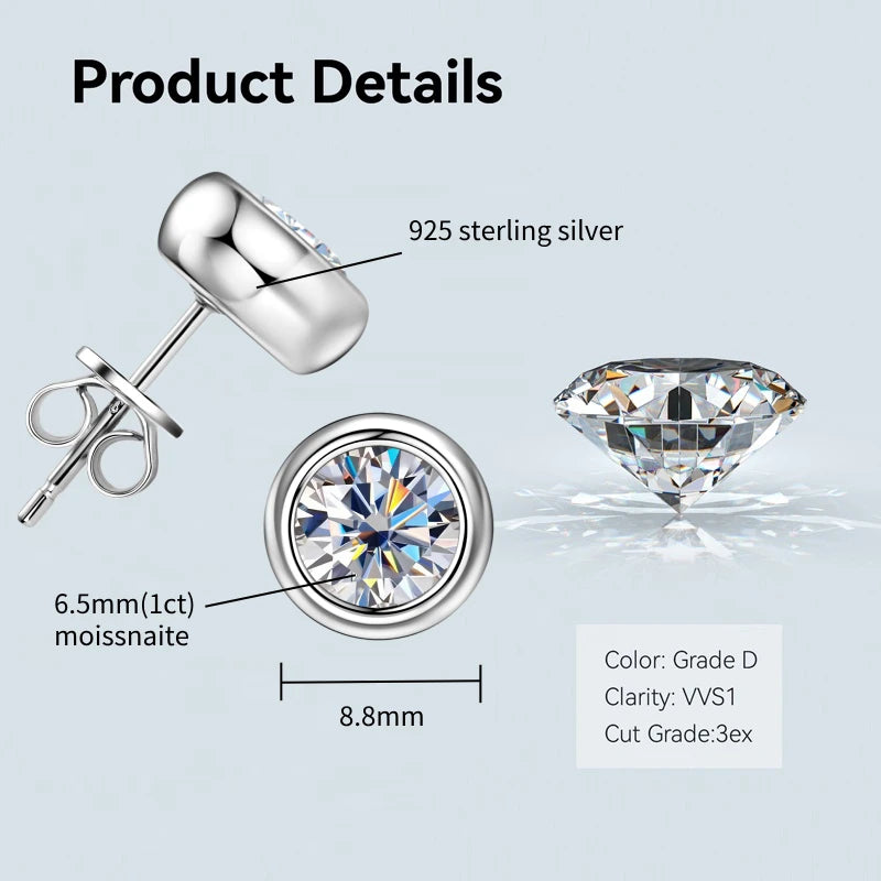 Moissanite Silver Plated Gold Earrings for Women