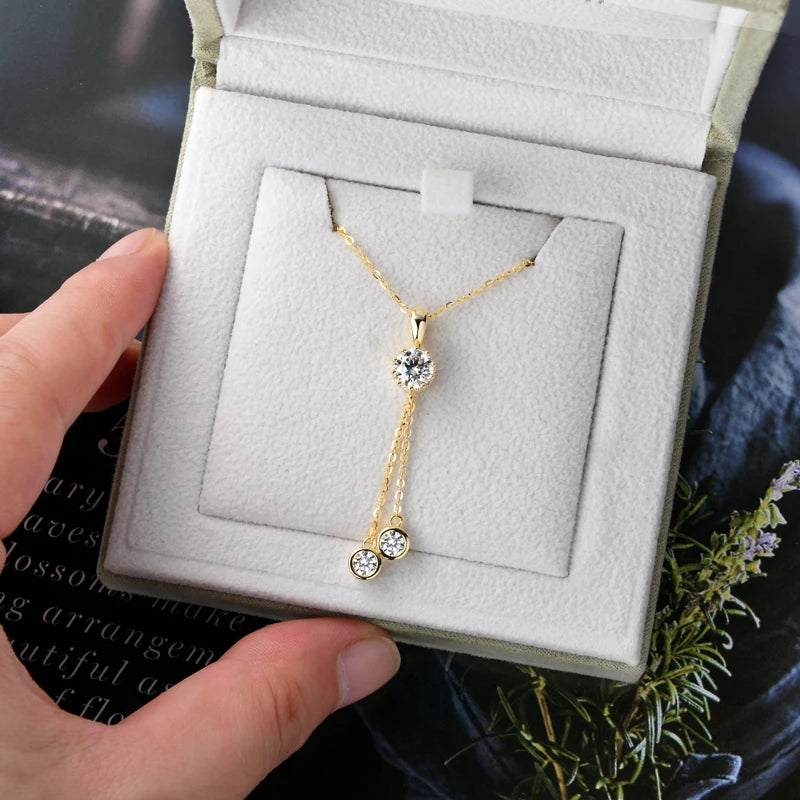Moissanite Sterling Silver Women's Necklace Y Shape Tassel
