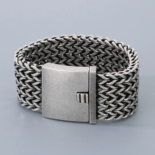 30MM Stainless Steel Mesh Chain Bracelet for Men Silver Color.