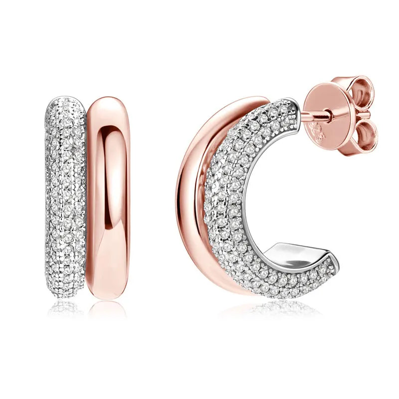 Moissanite 925 Silver Piercing Stud Earrings for Women