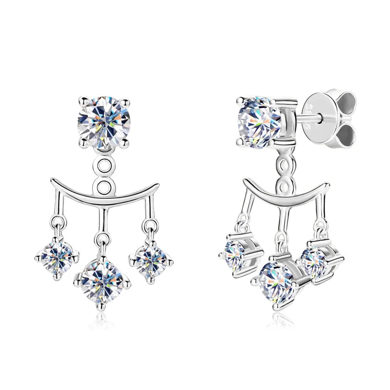 1cttw 5mm Moissanite 925 Silver Drop Stud Earrings for Women