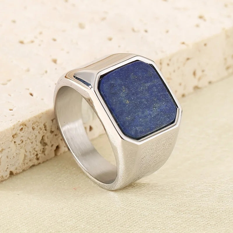 Men KALE Domineering Stainless Steel Amber Stone Ring