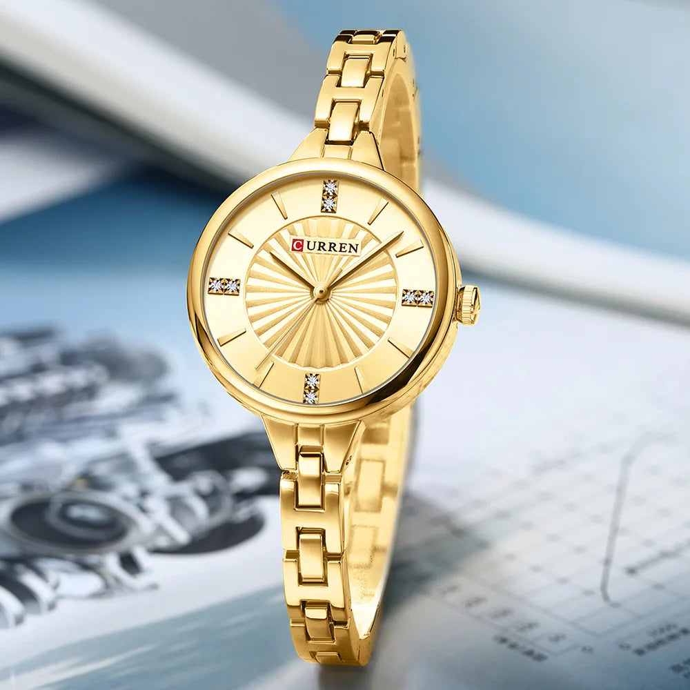 Womans Stainless Steel Dress Diamond Quartz Watch